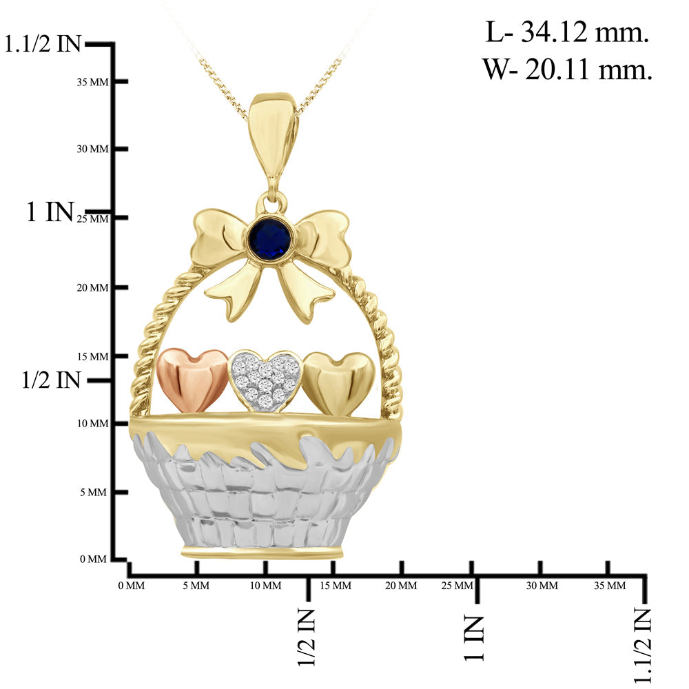 Birthstone and Accent Diamond Hearts Basket Pendant in Sterling Silver - Assorted Birthstones