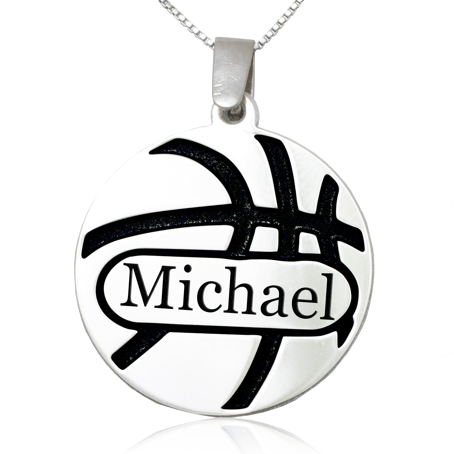 Basketball Name Pendant Sterling Silver